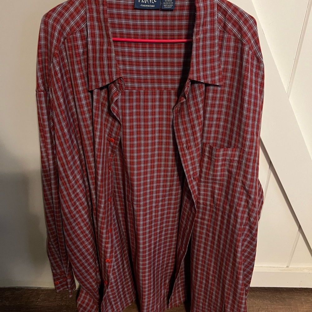 Profile Men's Red and Gray Checkered Shirt